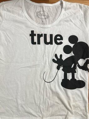Disney White Tee with Black Mickey 'true' Graphic